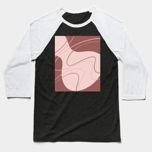 Red Wine and Light Red Geometric Art Shapes and Lines Baseball T-Shirt